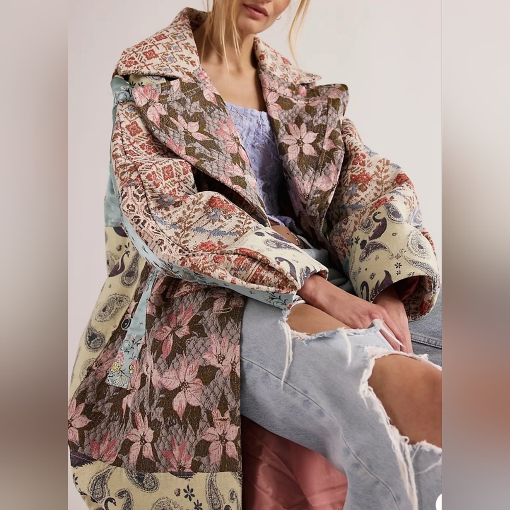 Golden Hour Jacquard Coat,Color Blossom Combo - Picture 5 of 16